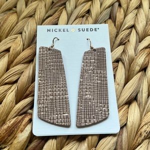 Nickel & Suede Trellis Gem Leather Earrings.